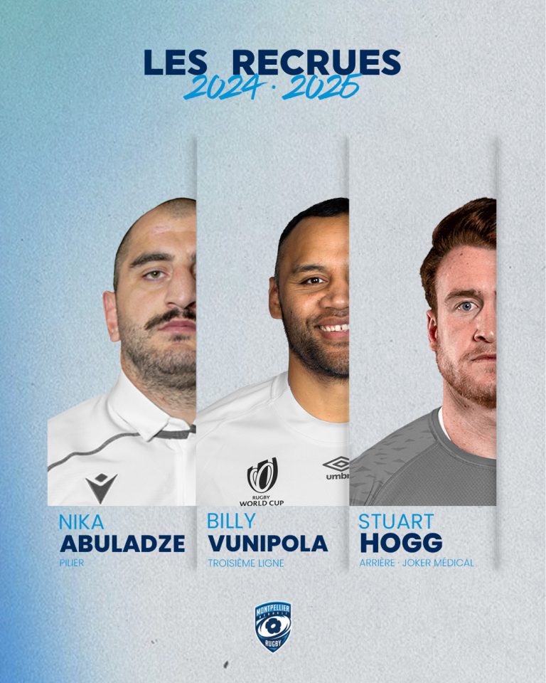 Recrues 2024/2025 : Vunipola, Hogg et Abuladze sont Montpelliérains